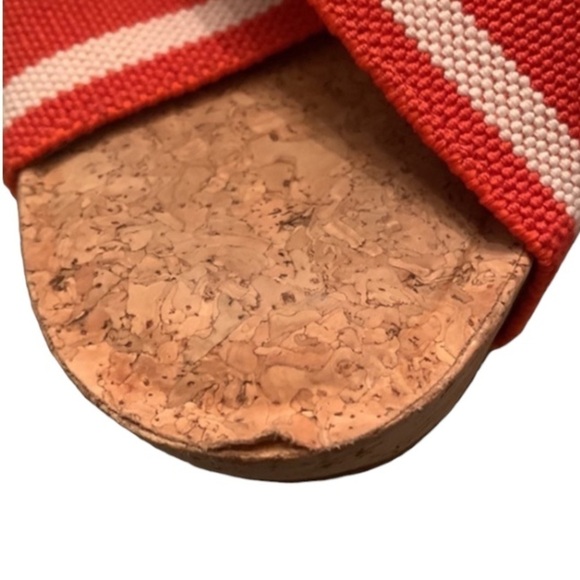 Lucky Brand Miller 2 Ladies Sandal Cork Wedge Heel Orange and White Size 8.5 - Picture 9 of 11